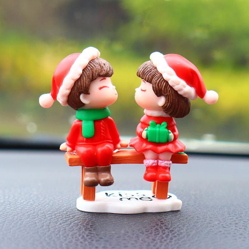 1-10PCS Christmas Car Dashboard Ornament Cute Creative New Couple Car Interior Decoration Desktop Gift for Women