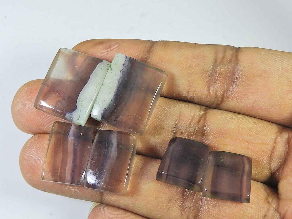 13-20MM Fluorite Matched Pair 3Pcs Octagon Cabochon Crytsal for Earring SK-3683
