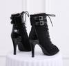Newest Women Latin Dance Boots Black Bachata Salsa Dancing Shoes For Woman High Heel Ballroom Dance Shoes High Top