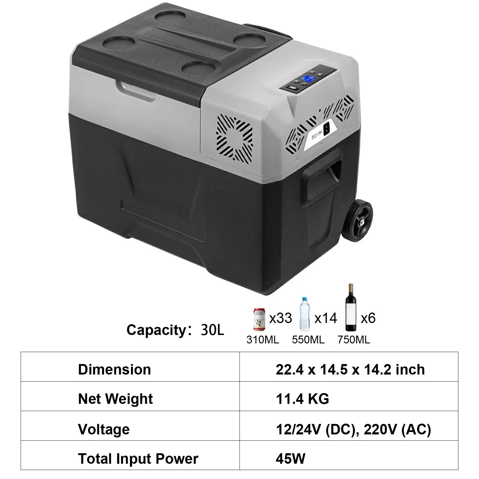 15-55L Car Refrigerator, 12V Car Fridge, -4℉-50℉ Adjustable Range,12/24V DC and 100-240V AC Compressor Cooler for Outdoor