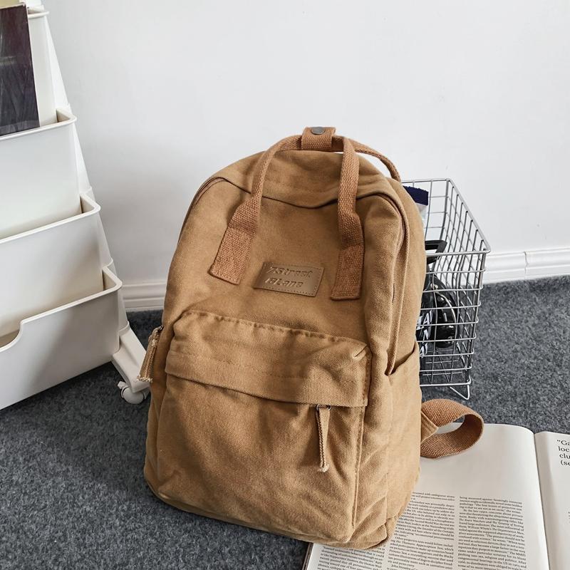 Canvas Bag Large Capacity Female Student Backpack Men's Schoolbag