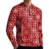 Men's Casual Button-Down Sweatshirt Fashion Printed Long Sleeve Shirt Pullover