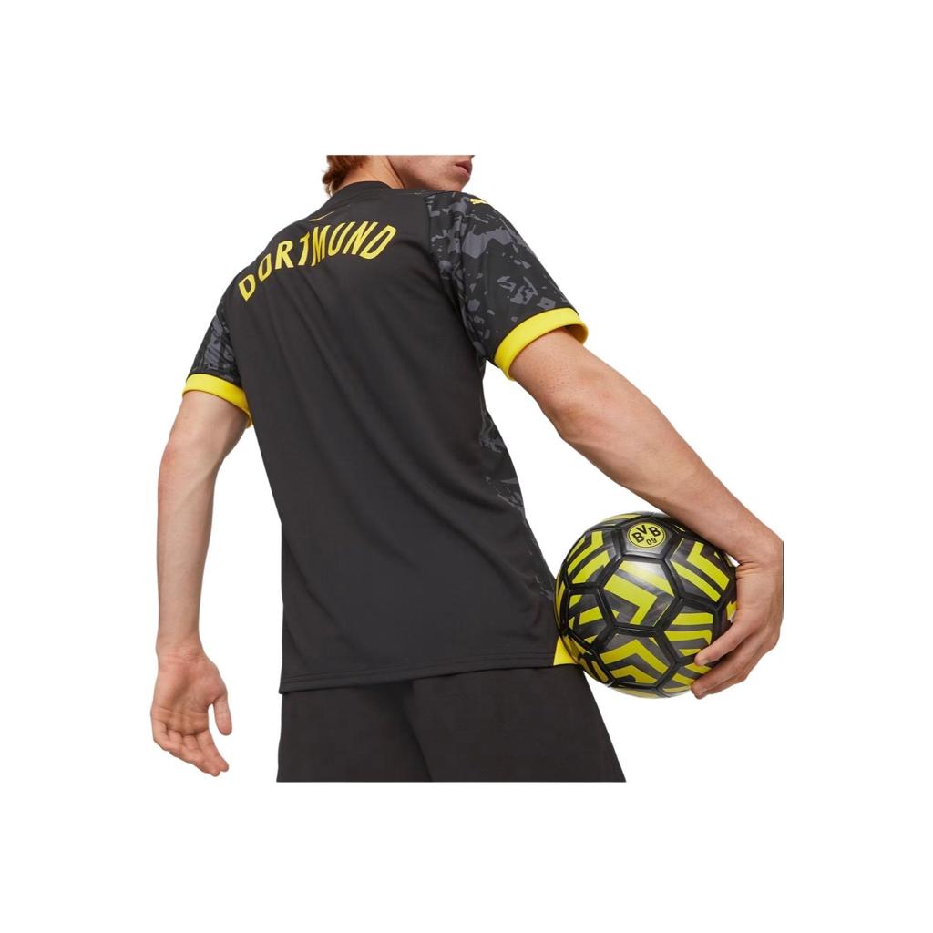 Puma Maglia da trasferta Bvb Replica Logo Ricamato Girocollo Manica Corta Maglia da Calcio Versione Tifoso Uomo Maglia Nera 770612-02