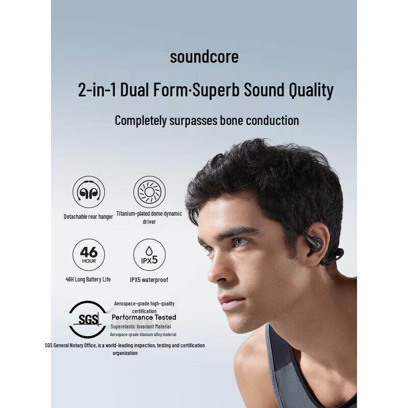 Soundcore AeroFit Pro Open-Ear 2-in-1 Wireless Sports Headphones
