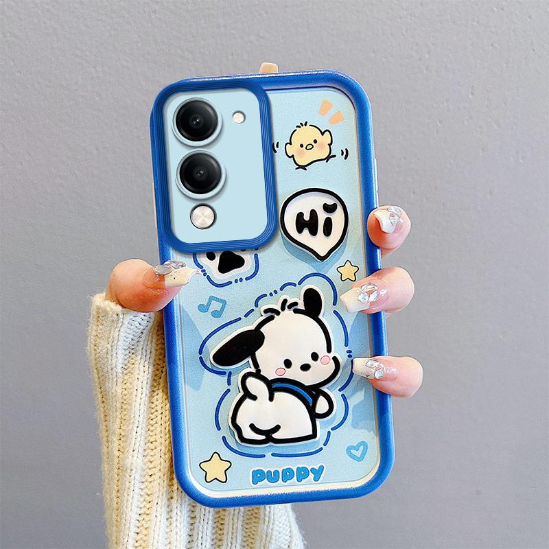 KEYSION Shockproof Case for VIVO Y04 with Lanyard Soft Silicone Cute 3D Cartoon Doll Phone Cover for VIVO Y29s 5G