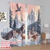 2pcs,2D Plane Printing Curtains&Window Treatment Winter Wolves Versatile Polyester (without Rod) Decorations For Home Ldeal for