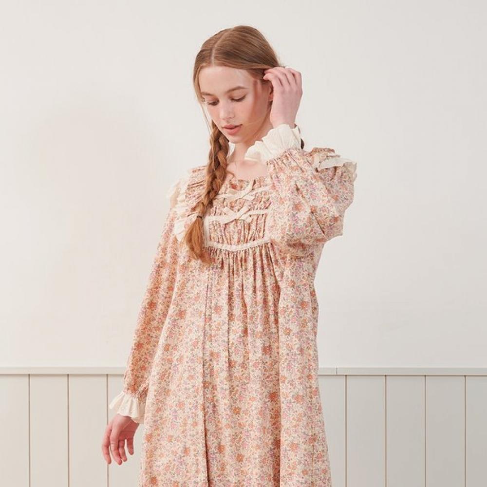 Lunaluz Women S Long Sleeve Square Neck Marmalade dreSS