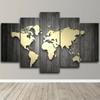 5 Stück Weltkarte, globale Designs, künstlerisches Gold, 5-teiliger Leinwand-Kunstdruck, Heimdekoration, HD-Druck, moderne Gemälde, 5 Panel, abstrakt