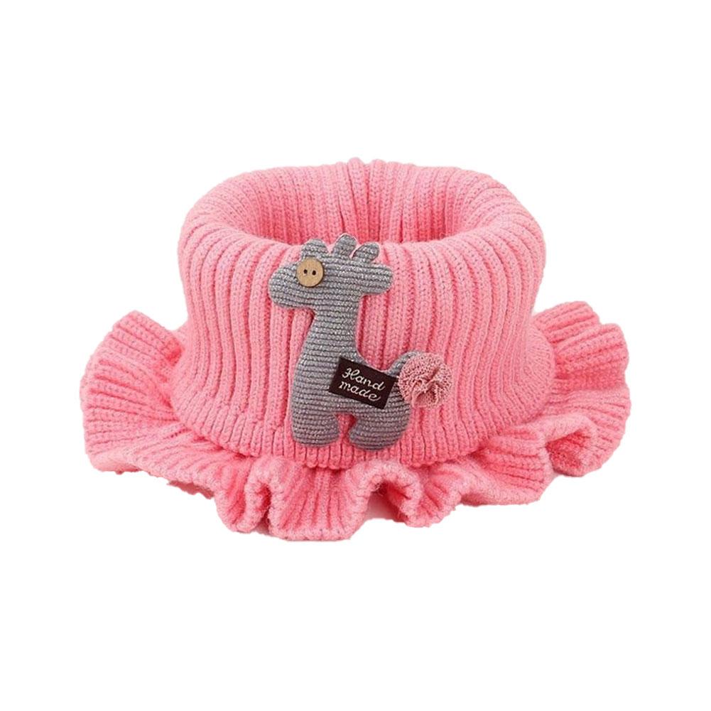 Children's Knitted Scarf Cartoon Giraffe Ruffle Neck Warmer Girls Kids Neck Collar Circle Outdoor Winter Warm Scarves