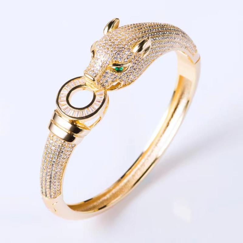 Cheetah Personalized Bracelet with Zircon Leopard Head Color Preserving Bracelet