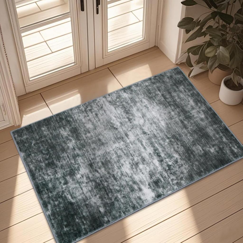 Non-Slip Boho Small Area Rugs for Entryway, Machine Washable Vintage Rug, Indoor Floral Print Carpet for Home Decor