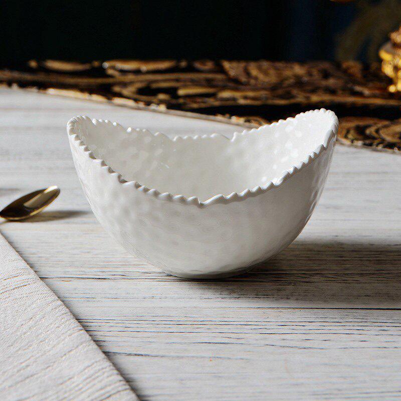 Durian White Creative Ceramic Fruit and Salad Bowl with Underglaze Color