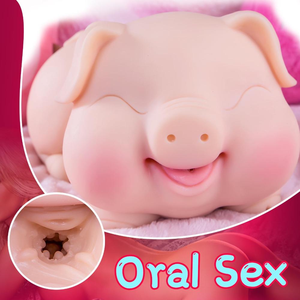 Männer Masturbationsbecher Doppelkanal Analsex Süßes Schweinchen Liebliche Puppe Weich Bestialität Erotisch Vaginal Anal Oralsex Taschenmuschi Weiblicher Sex Torso Erwachsenenspielzeug