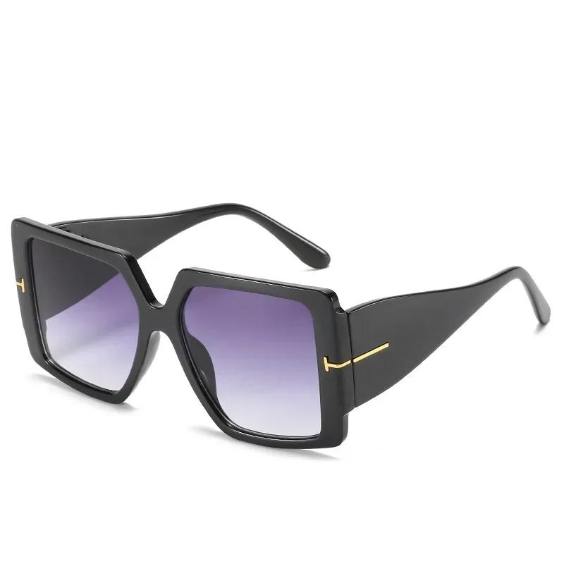 Classic Oversized Square Sunglasses Women New Fashion Black Leopard Sun Glasses Female Gradient Vintage Big Shades UV400