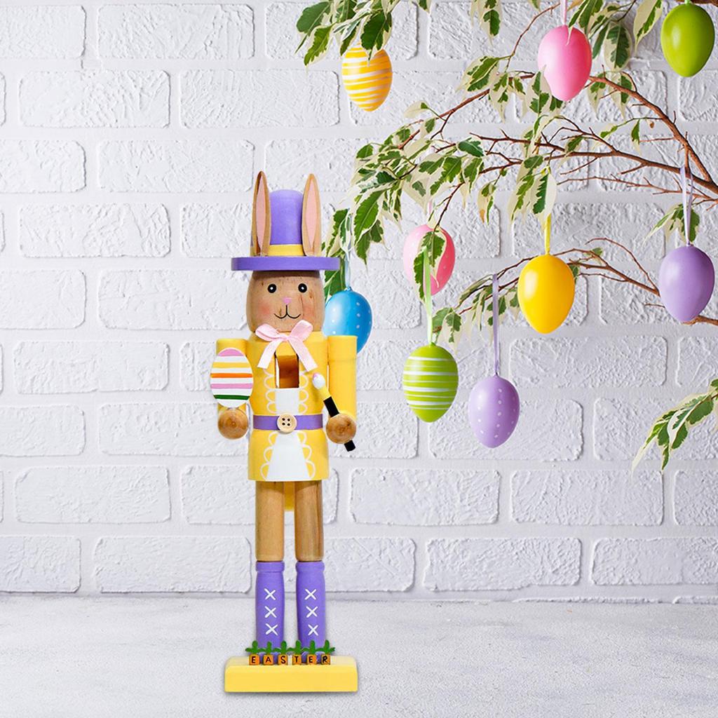 Easter Decor Party Supplies Decorative Rabbits Nutcracker Wooden Ornament for Festival Farmhouse Desktop Bookshelf Dining Room