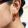 Amber Grain Stainless Steel U-Shaped Stud Earrings for Women - Retro Versatile High-End Luxury Feel, Customizable.