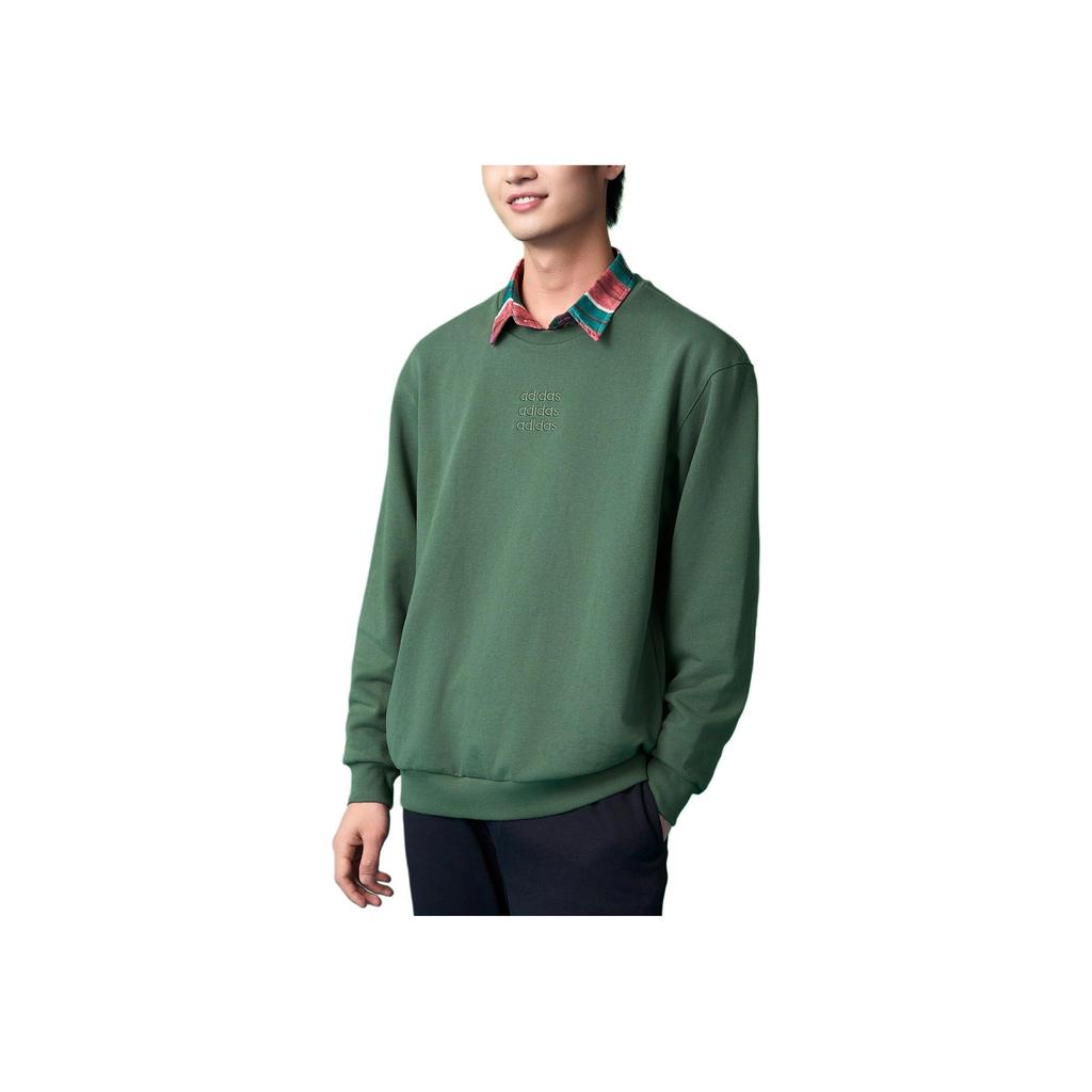 Adidas Neo Logo Print Crewneck Sweatshirt Men Tops Green H14215