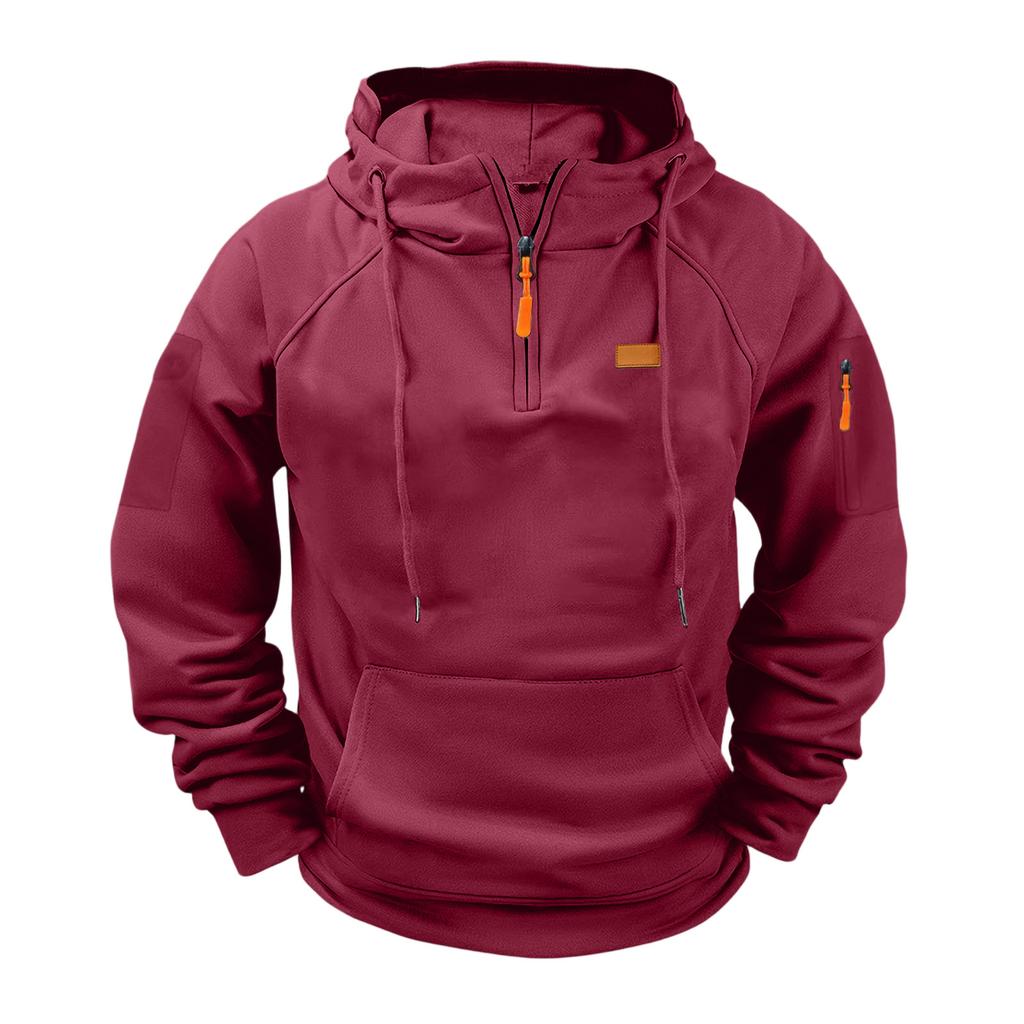 Men's Casual Hooded Zip Up Sweatshirt with Multi Pockets Long Sleeve