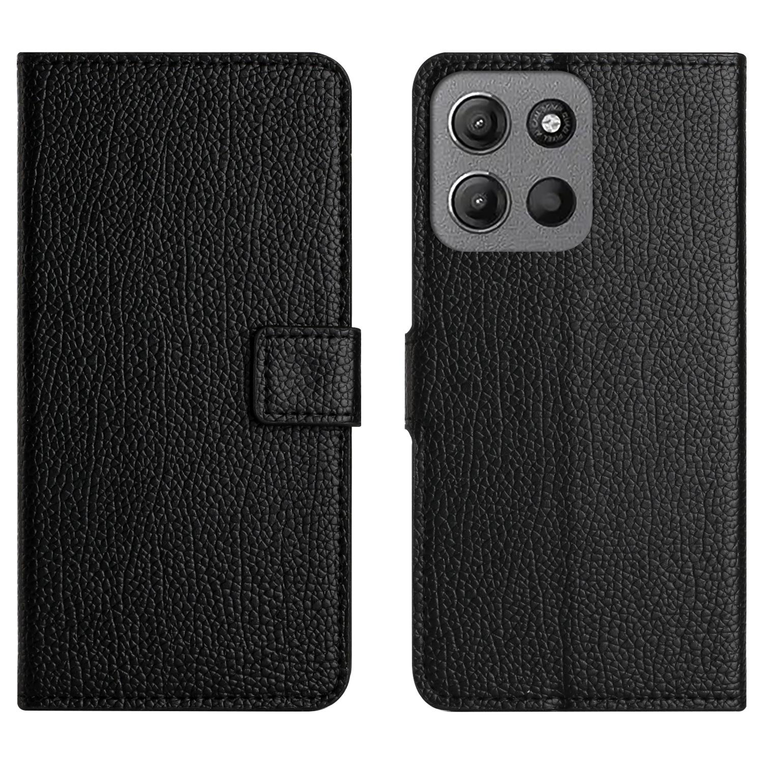 

For Motorola Moto G86 5G/G86 Power 5G Case PU Leather Wallet Phone Cover Litchi Texture,Black A