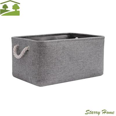 Bacs de rangement Panier à linge pliable Rectangulaire Portable Pliant Bacs de rangement en lin avec poignée Boîte de rangement pour jouets Placard