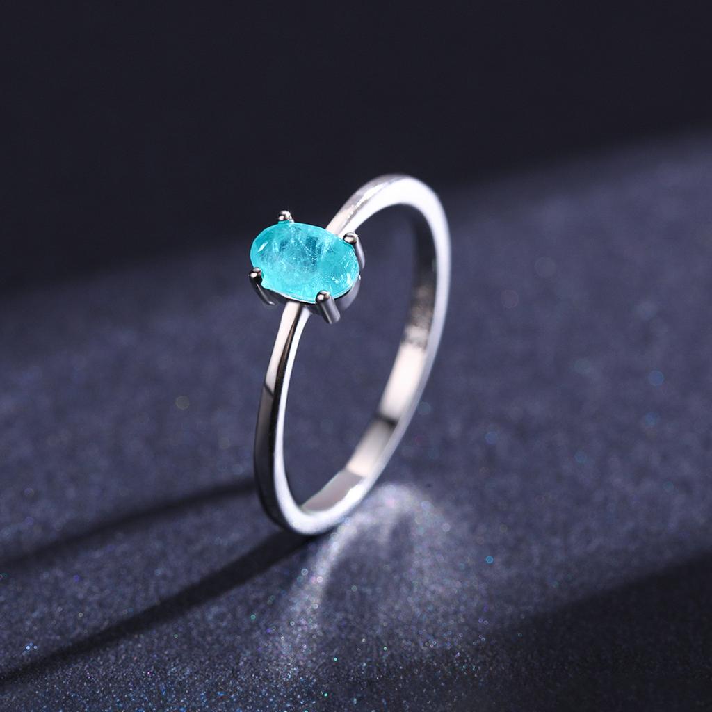 Modian 925 Silber Mode Ovale Fingerringe für Damen Elegante Paraiba Turmal Verlobung Hochzeit Statement Schmuck
