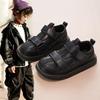 2026 Boys Genuine Leather Soft Sole Shoes, Black British Style for Primary Students, Wide Toe