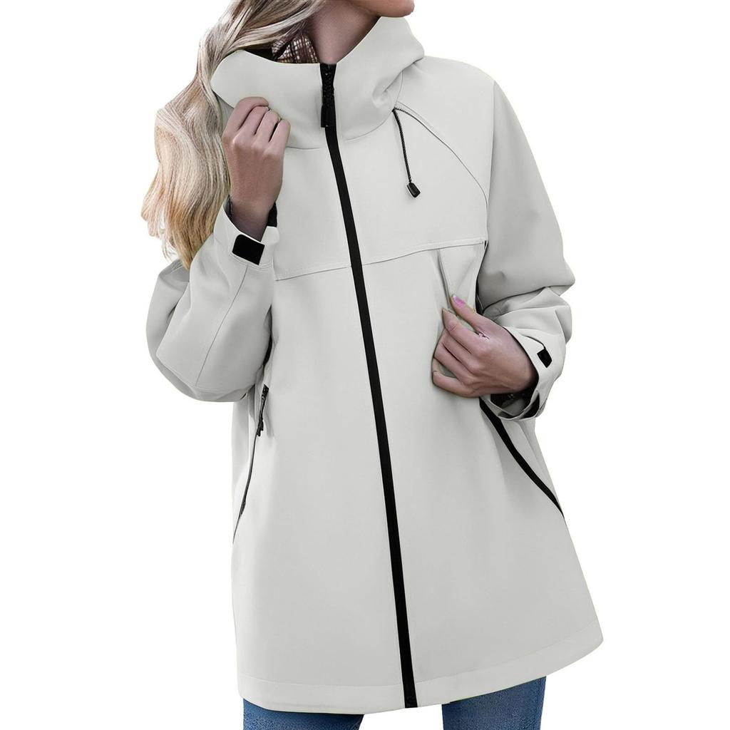 Women's Solid Color Long Sleeved Hooded Outdoor Suit Windproof And Waterproof Thin Jacket