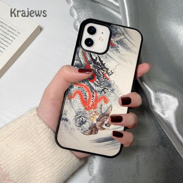 

Krajews Asian Chinese Dragon soft Phone Case Cover For iPhone 17 Air 16 15 14 plus 12 13 pro max coque Fundas iPhone 11pro max