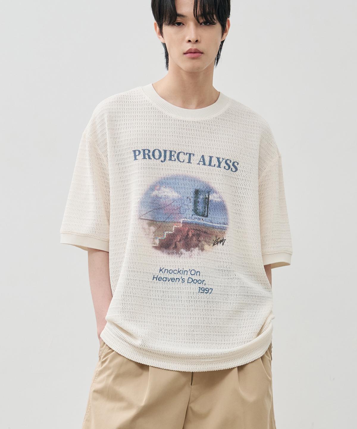 Alice Mesh Spread Artwork Half T-Shirt [Cream] Cream/M