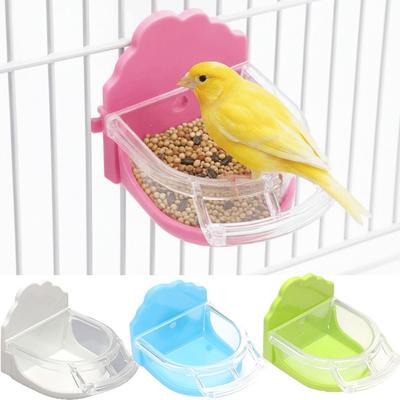 Comedouro de Pássaros com Suporte de Gaiola Semicircular Caixa de Água Transparente Removível para Alimentação de Pássaros com Suporte Antiderrapante Fácil de Instalar