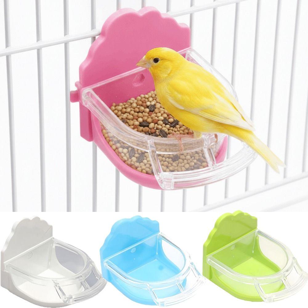 Transparent Cage Mount Bird Feeder Parrot Food Container for Conures Lovebirds Finches