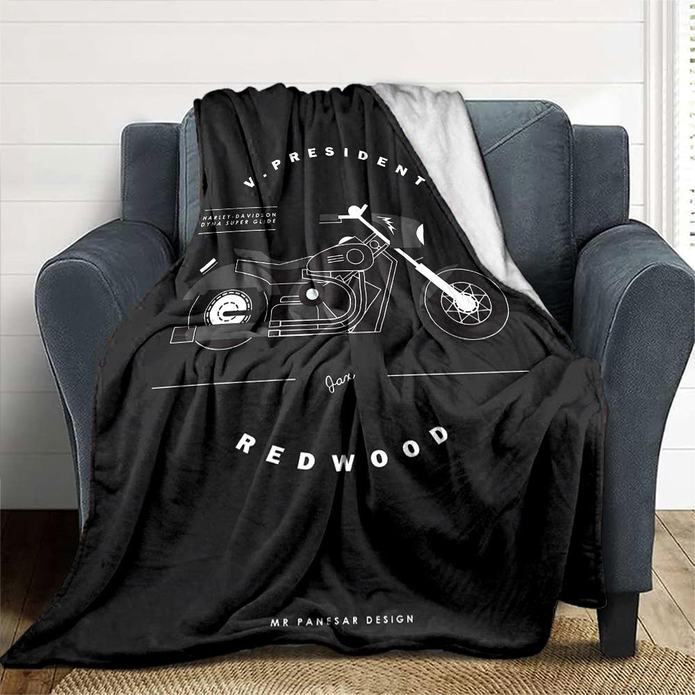 1pc Motorcycle Redwood Soft Flannel All Season Throw for Home, Office, Outdoor UseDurable Comfort Soft Warm Throw for Home