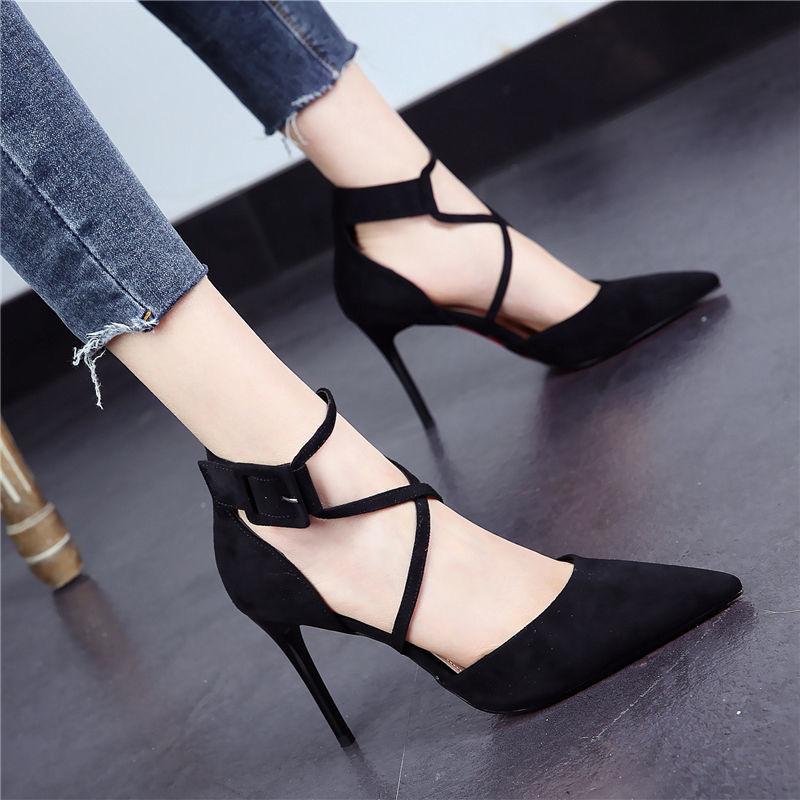 Sandal Small Heel Sexy Sandals Elegant Woman Heeled Shoes Fashion Chic Point Hot Black Pink Stiletto High Heels For Women 2025