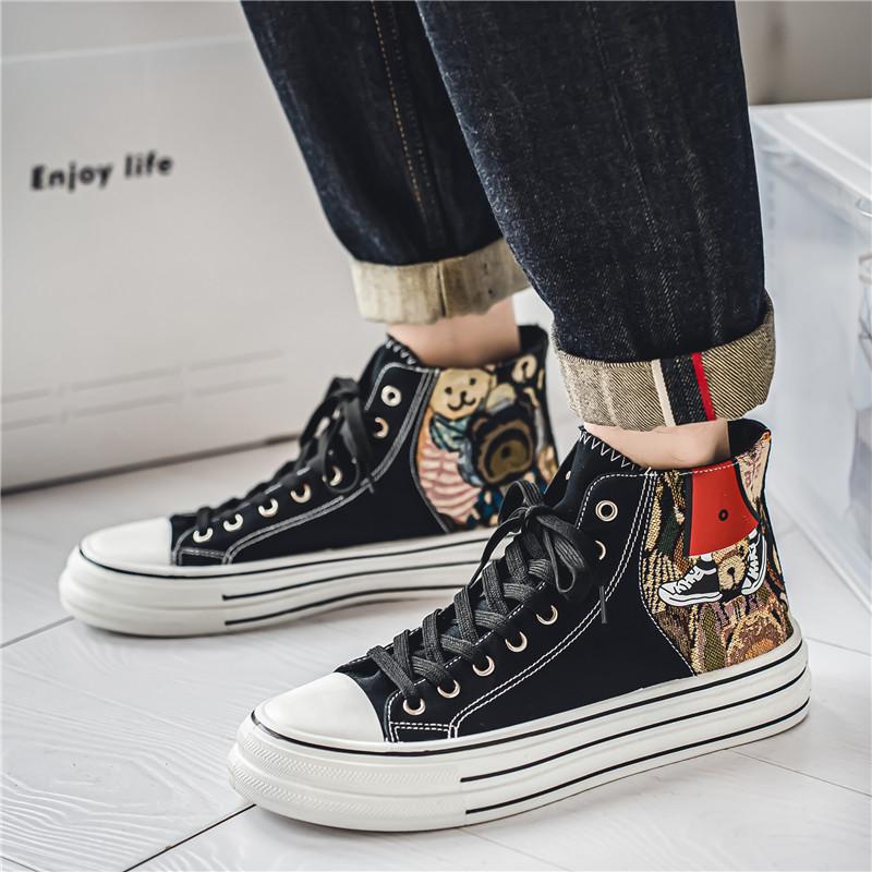 Fashion 2024 Classic Canvas Men's Vulcanize Shoes Breathable Canvas Sneakers Men Comfort High Top Sneakers For Men Teenager Board Shoes