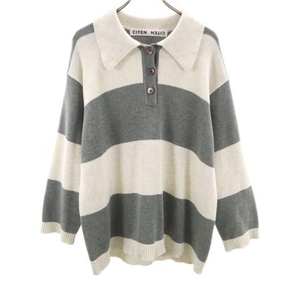 CITEN Streifenmuster Langarm Polo Strick FREE Pullover United Arrows Damen Gebraucht