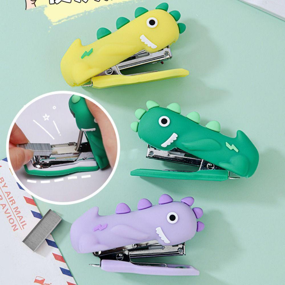 

Silicone Portable Stapler Cartoon Paper Stapling Tool Cute Mini Dinosaur Stapler for School Office random color