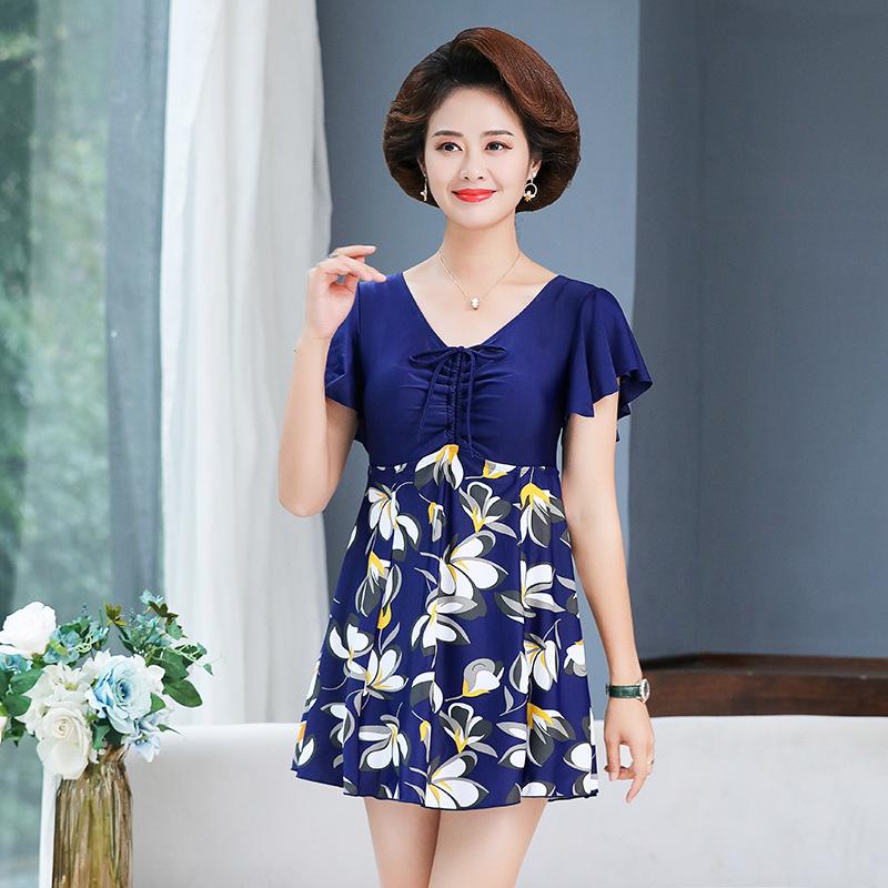 

Большой размер, женская мода среднего возраста, скромный купальник из двух частей, купальное платье на шнурке с принтом, шорты для мальчика, комплект купального костюма с воланами на рукавах, купальный костюм XL белый