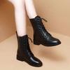 Soft Leather Fashion Boots Women's British Style Boots Autumn and Winter Velvet New Low-heeled Fashion Boots Flat-bottomed Short Boots Women