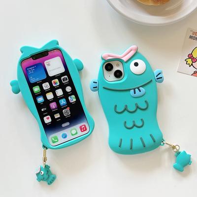 Kreslený obojstranný výraz Lonely Frog papuče Puzdro na telefón Kompatibilné pre iPhone 14 13 12 Pro Max 11 Zelený stereoskopický silikónový ochranný kryt