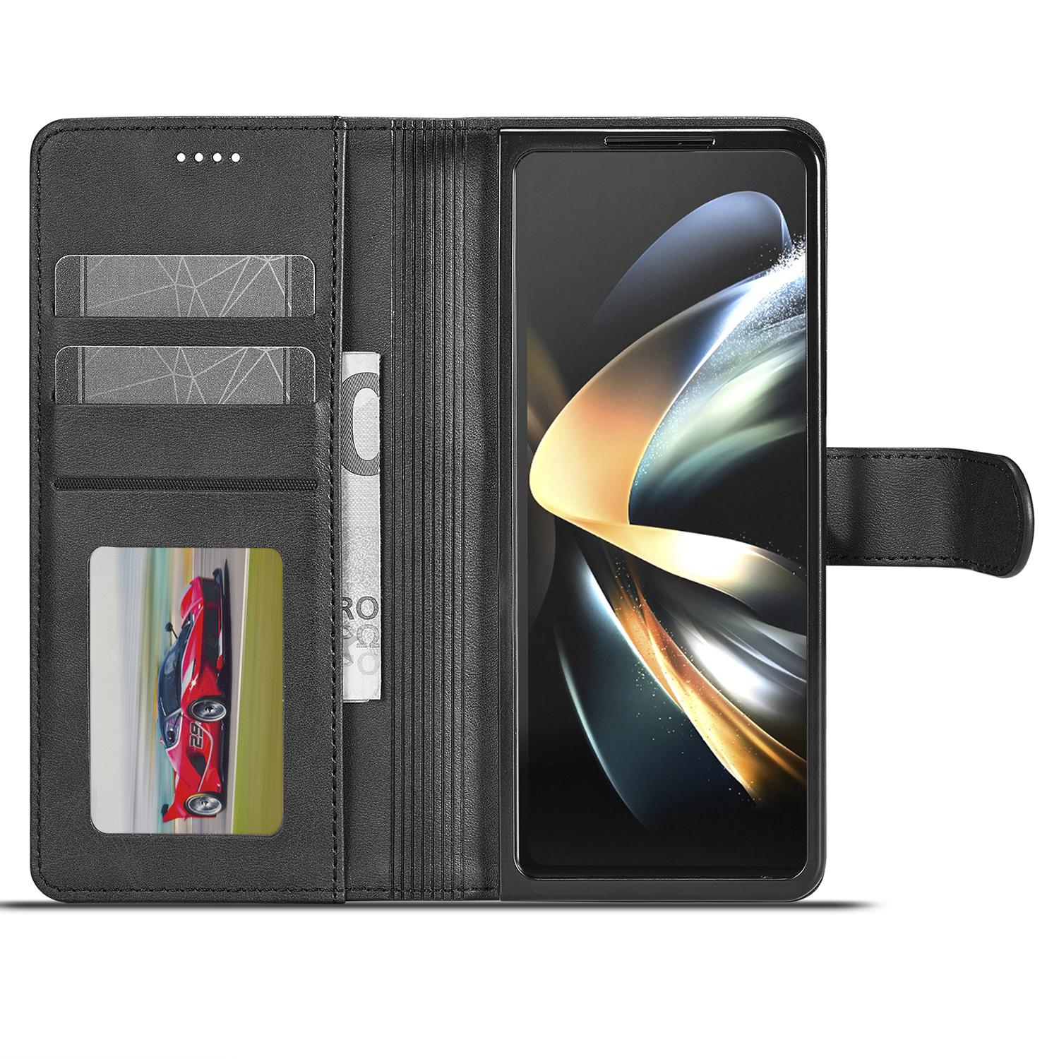 

LC.IMEEKE For Samsung Galaxy Z Fold5 5G Wallet Leather Phone Case Stand Calf Texture Phone Cover Yellow