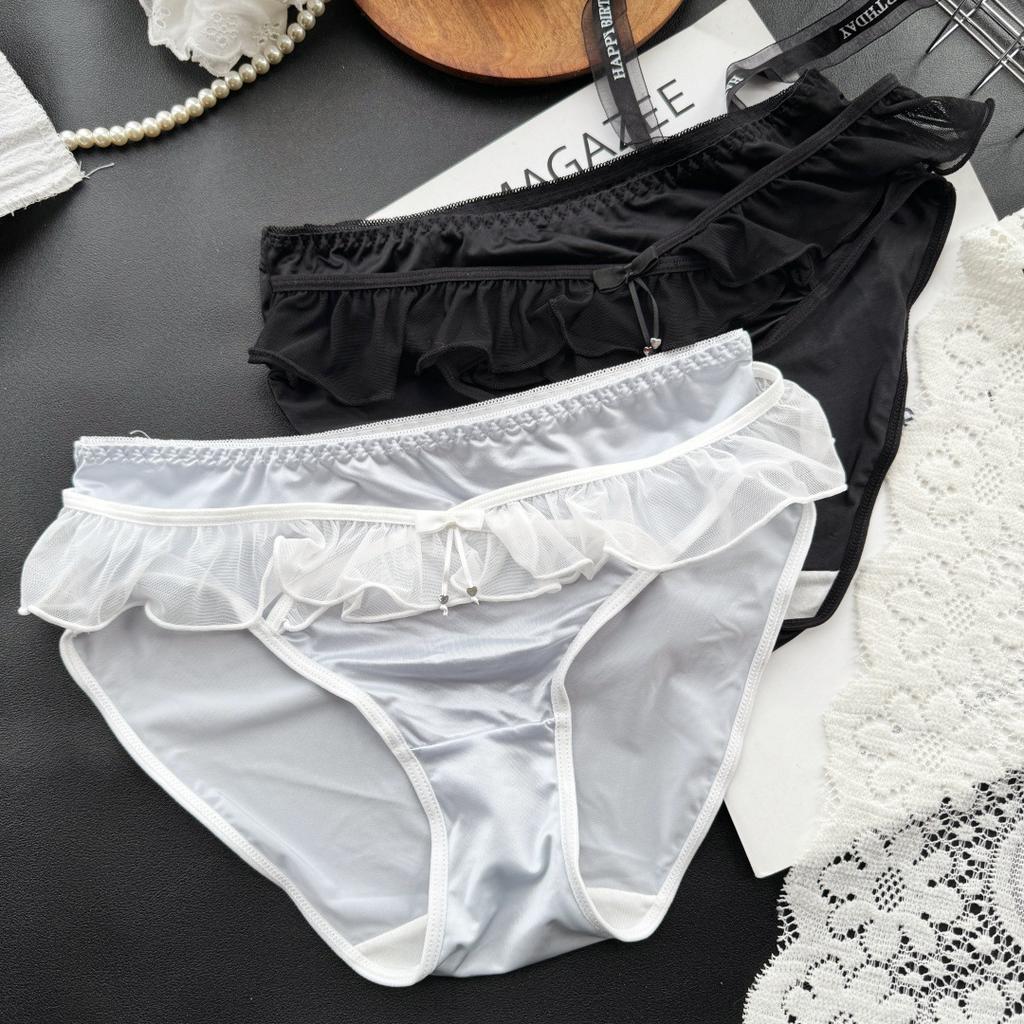 Girl Summer Pure To Sweet Sexy Lace Ice Silk Cotton Crotch Triangle Briefs