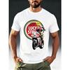 Men's Lucky Strike Graphic T-Shirt - Retro Racing Style, Soft and Breathable, Vivid Print Design, Round Neck, Short Sleeve Summer Shirt