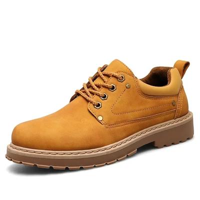 2024 Mode Britse Herenschoenen Herfst/Winter Werkkleding Casual Korte Laarzen Ronde Neus Leren Schoenen voor Heren