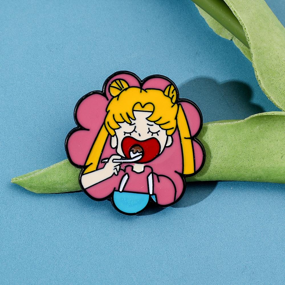 Cute Sailor Moon Brooch Cartoon Tsukino Usagi Metal Badge Enamel Pin Clothes Jeans Lapel Pin Jewelry Accessories Ornament