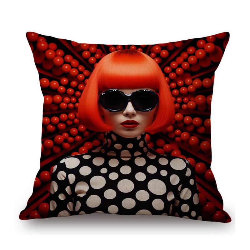 Yayoi Kusama Modern Art Polka Dots Fashion Model Cotton Linen Sofa Throw Pillow Case Pumpkin Art Home Decorative Cushion Cover