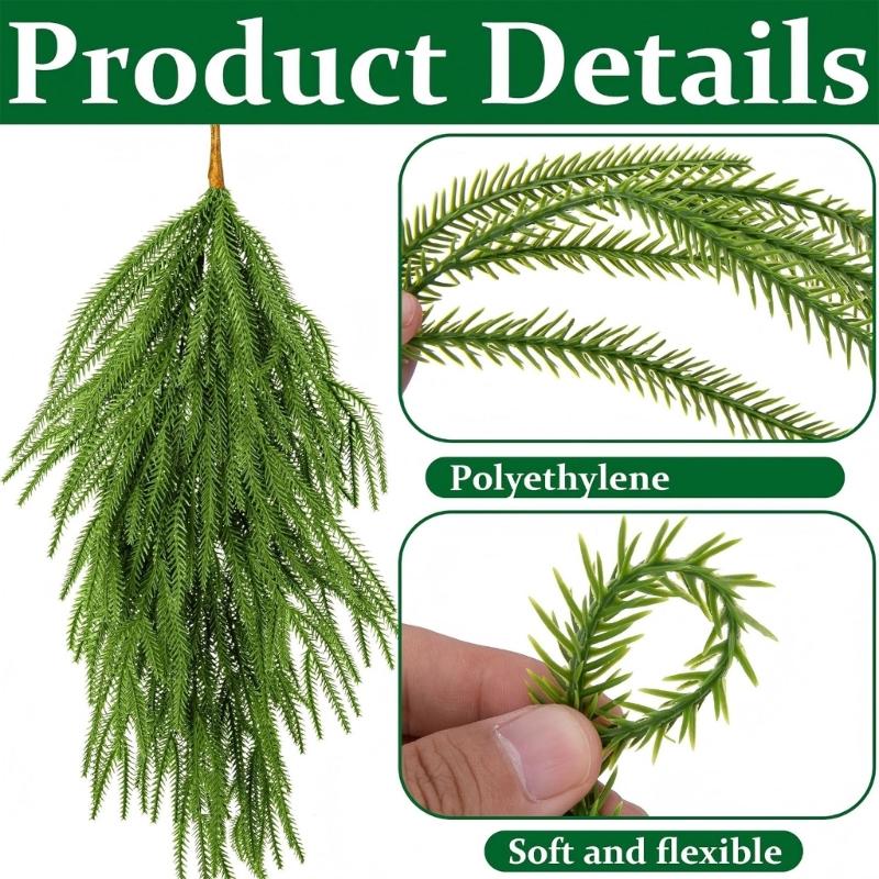 Durable Plastic Christmas Wreath Realistic Pine Leaf Design Greenery Garland For Fireplaces Wall Door Decoration