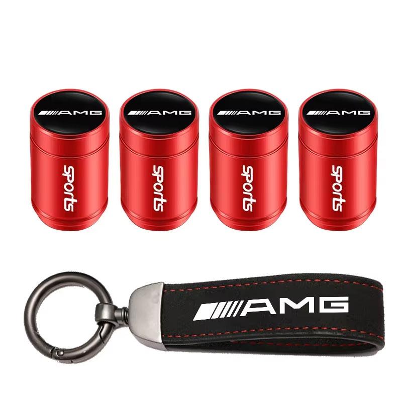 

Car Tire Wheel Valve Caps Cover Zinc alloy Leather Car Key Chain Ring Keychain For Mercedes Benz AMG W203 W206 W220 W205W211W212