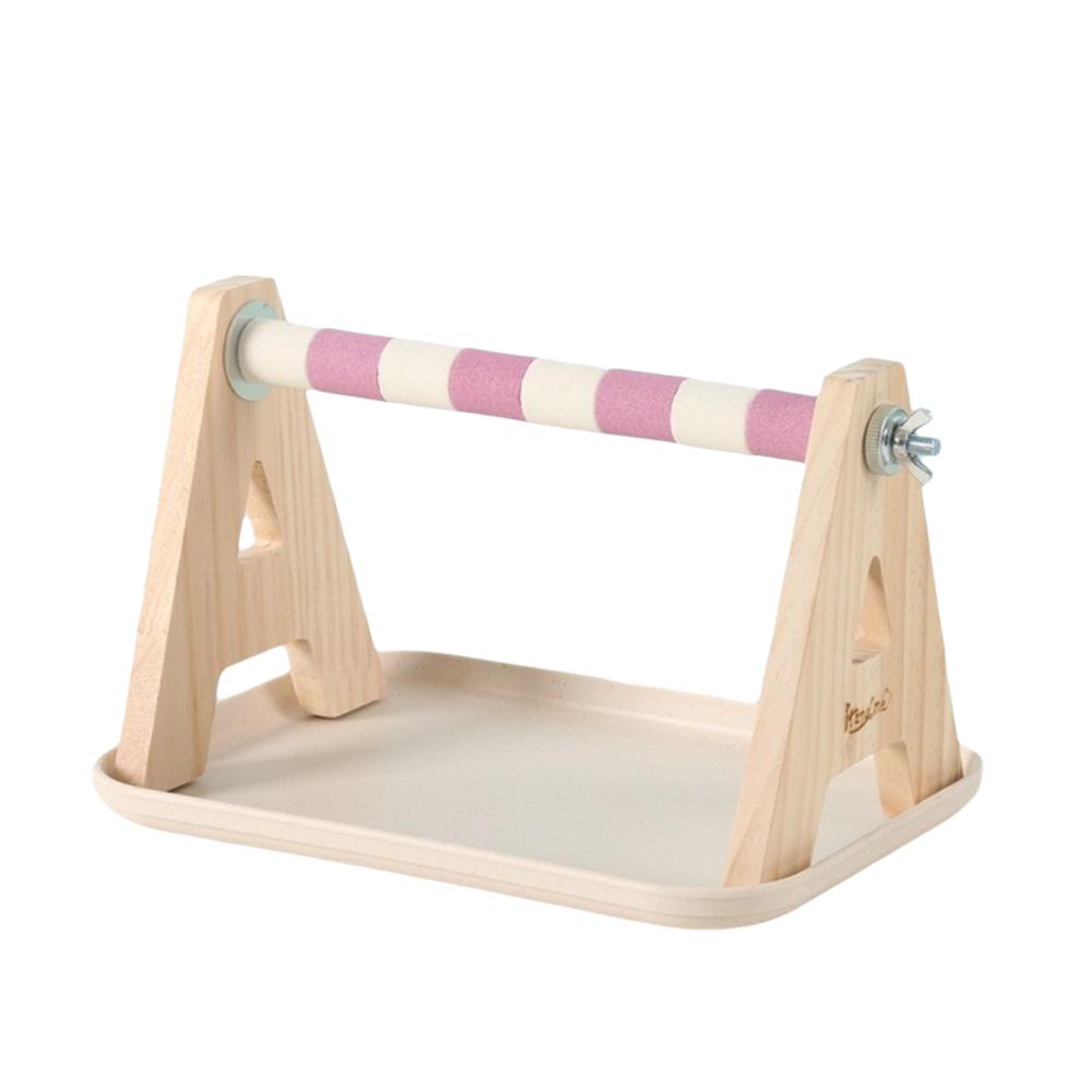 Stable Wooden Bird Platform with Tray Cockatiel Grinding Sticks Cage Use