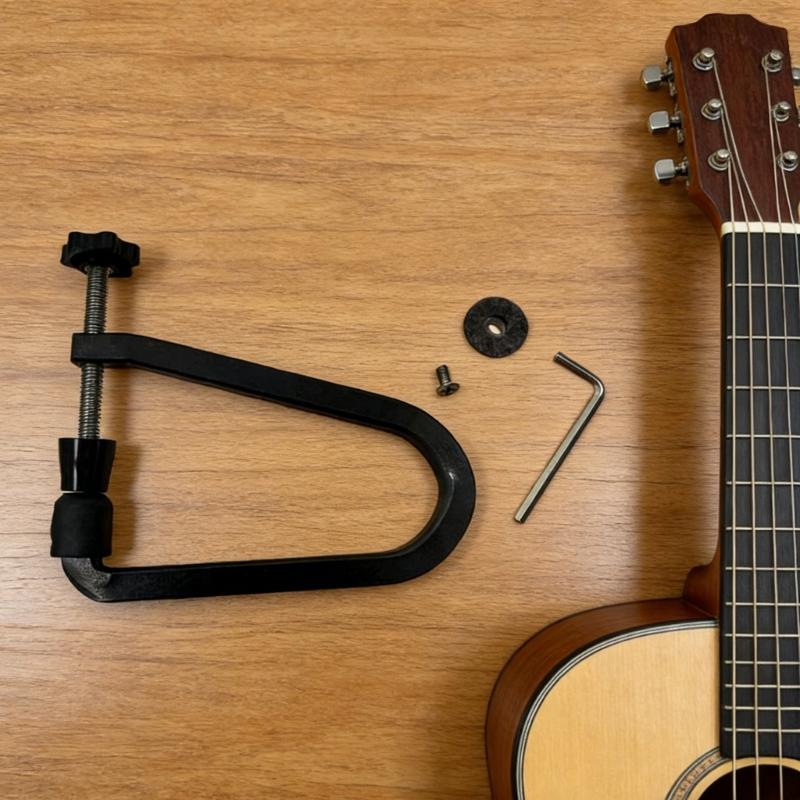 Klassische Gitarrenbrücken-Klemmenwerkzeugsatz mit austauschbarem Druckkopf und mitgeliefertem Schraubenschlüssel für Montage und Einstellung