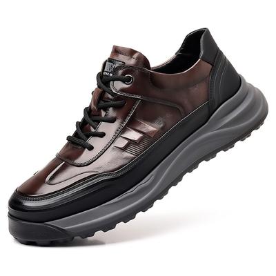 Modeontwerper Nieuwe Echte Leren Sneakers voor Mannen Lente Herfst Zachtzool Heren Platform Schoenen Mode Retro Mannen Hardloopschoenen